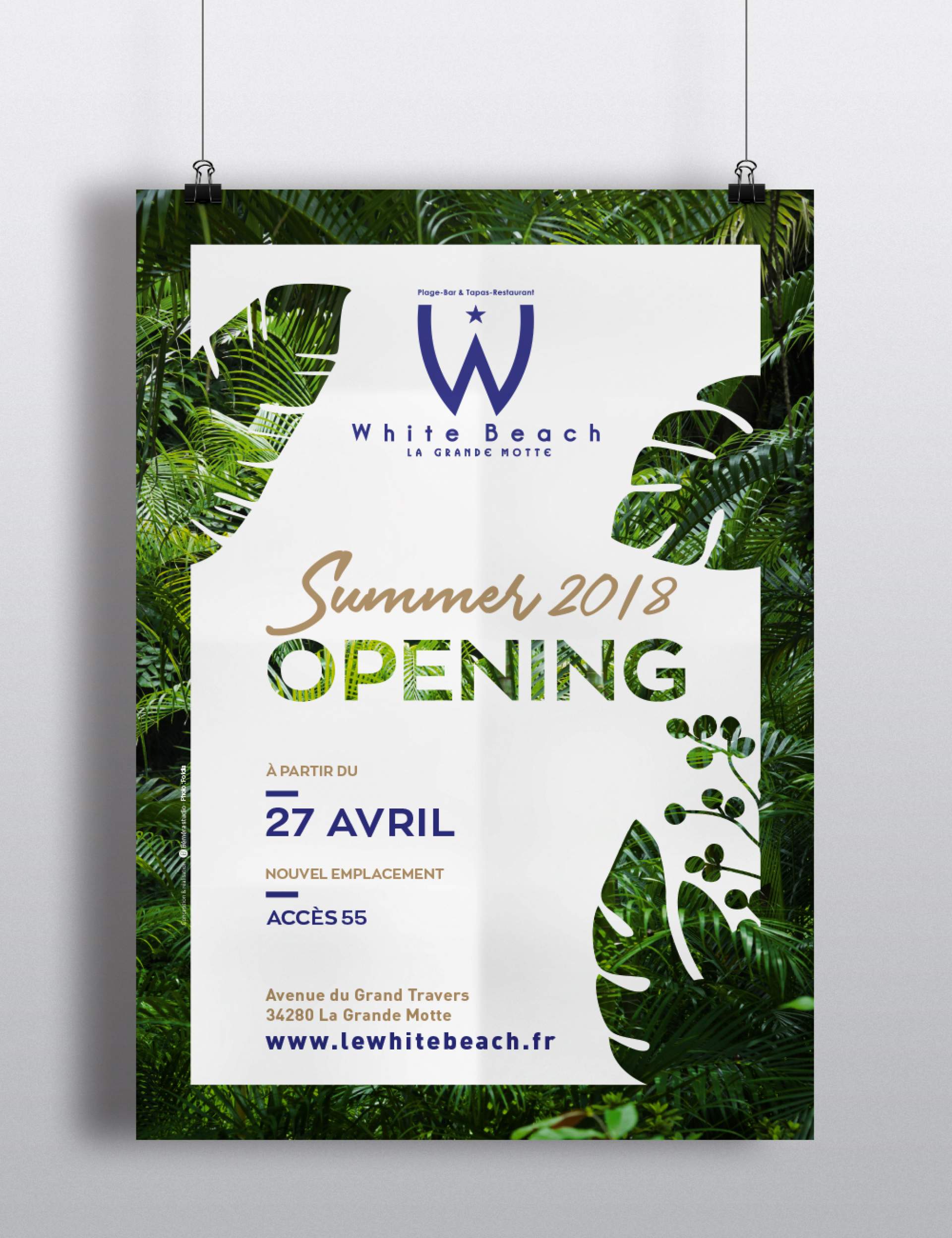 Création d'affiches pour White Beach, Plage privée à La Grande Motte