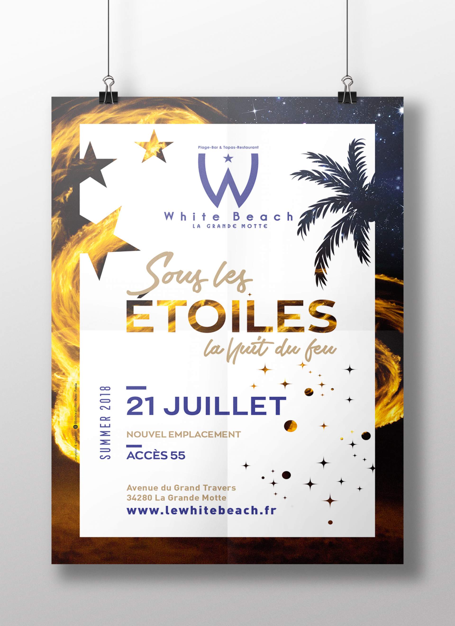 Création d'affiches pour White Beach, Plage privée à La Grande Motte