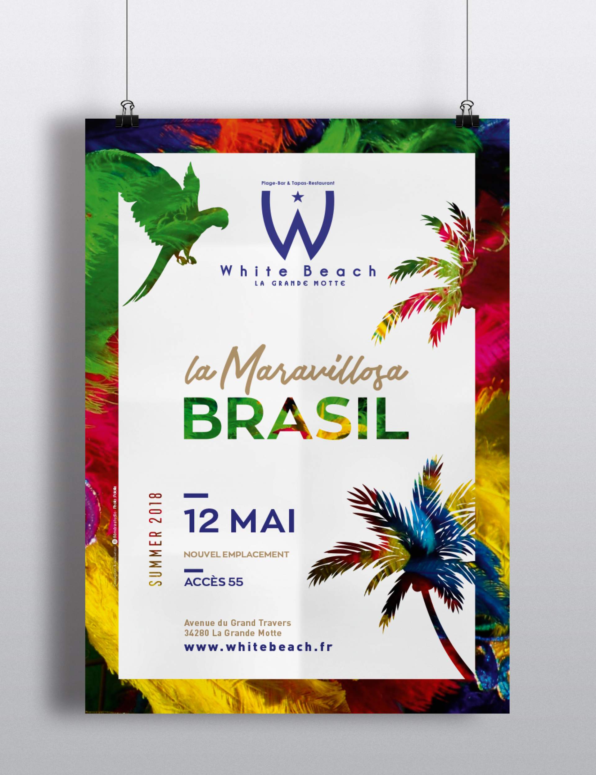 Création d'affiches pour White Beach, Plage privée à La Grande Motte