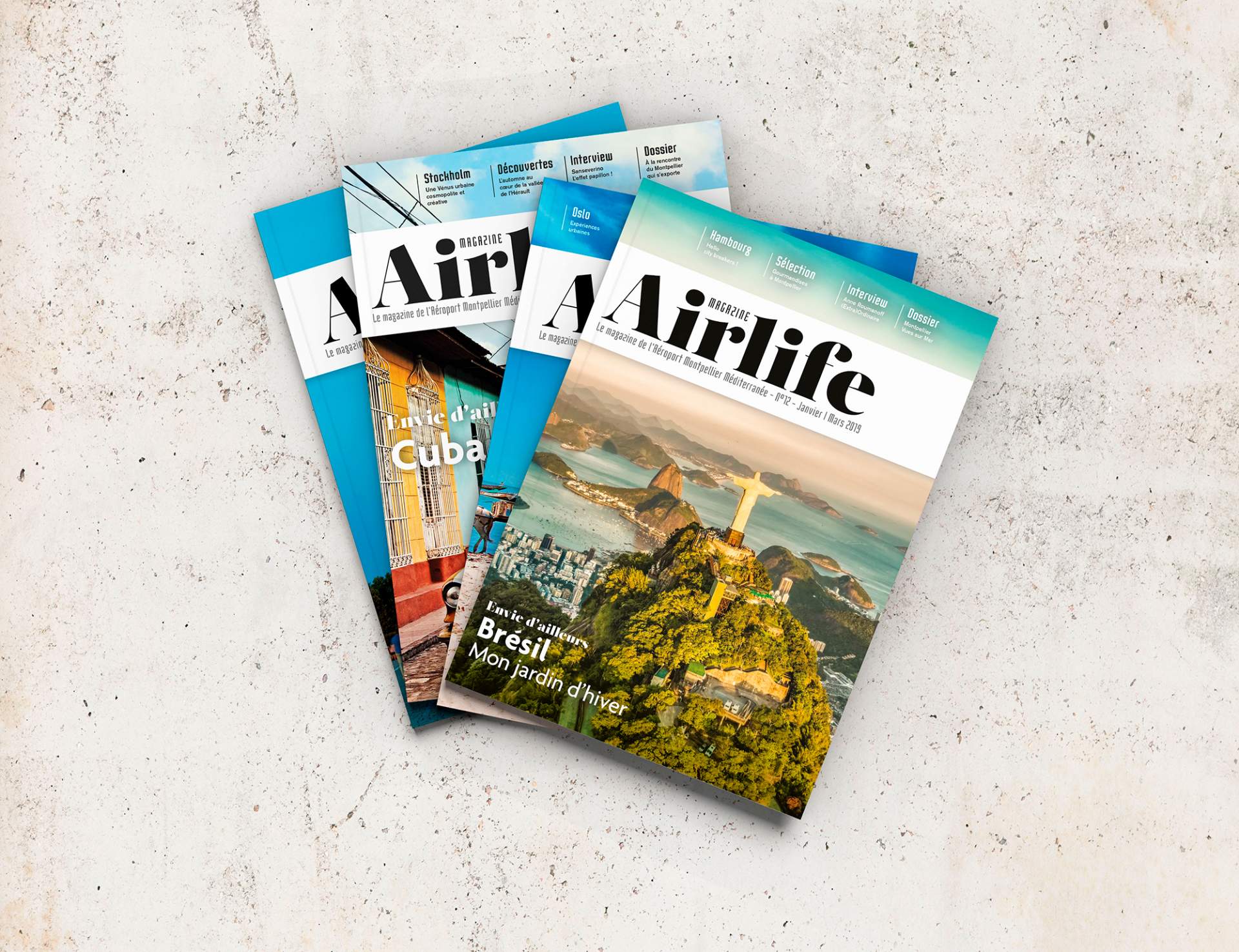 Création du magazine Airlife. Magazine de l’aéroport de Montpellier.